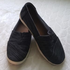 EUC Black and Gray Tom's Slip Ons